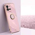 For vivo iQOO 10 Pro XINLI Straight Edge 6D Electroplate TPU Phone Case with Ring Holder(Cherry Purple) - 1