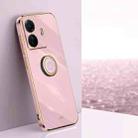 For vivo S15e XINLI Straight Edge 6D Electroplate TPU Phone Case with Ring Holder(Cherry Purple) - 1