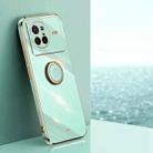 For vivo X80 XINLI Straight Edge 6D Electroplate TPU Phone Case with Ring Holder(Mint Green) - 1