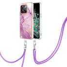 For OnePlus 10T 5G / Ace Pro Electroplating Marble Dual-side IMD Phone Case with Lanyard(Purple 001) - 1