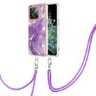 For OnePlus 10T 5G / Ace Pro Electroplating Marble Dual-side IMD Phone Case with Lanyard(Purple 002) - 1
