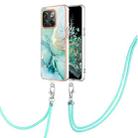 For OnePlus 10T 5G / Ace Pro Electroplating Marble Dual-side IMD Phone Case with Lanyard(Green 003) - 1