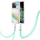 For OnePlus 10T 5G / Ace Pro Electroplating Marble Dual-side IMD Phone Case with Lanyard(Green 004) - 1