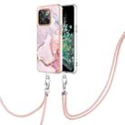 For OnePlus 10T 5G / Ace Pro Electroplating Marble Dual-side IMD Phone Case with Lanyard(Rose Gold 005) - 1