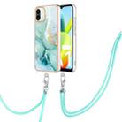 For Xiaomi Redmi A1 Electroplating Marble Dual-side IMD Phone Case with Lanyard(Green 003) - 1