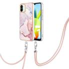 For Xiaomi Redmi A1 Electroplating Marble Dual-side IMD Phone Case with Lanyard(Rose Gold 005) - 1