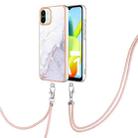 For Xiaomi Redmi A1 Electroplating Marble Dual-side IMD Phone Case with Lanyard(White 006) - 1