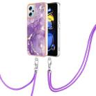 For Xiaomi Redmi Note 11T Pro / Note 11T Pro+ Electroplating Marble Dual-side IMD Phone Case with Lanyard(Purple 002) - 1