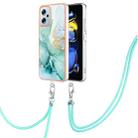 For Xiaomi Redmi Note 11T Pro / Note 11T Pro+ Electroplating Marble Dual-side IMD Phone Case with Lanyard(Green 003) - 1