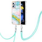 For Xiaomi Redmi Note 11T Pro / Note 11T Pro+ Electroplating Marble Dual-side IMD Phone Case with Lanyard(Green 004) - 1