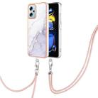 For Xiaomi Redmi Note 11T Pro / Note 11T Pro+ Electroplating Marble Dual-side IMD Phone Case with Lanyard(White 006) - 1