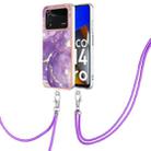 For Xiaomi Poco M4 Pro 4G Electroplating Marble Dual-side IMD Phone Case with Lanyard(Purple 002) - 1