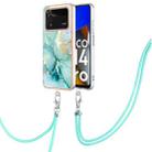 For Xiaomi Poco M4 Pro 4G Electroplating Marble Dual-side IMD Phone Case with Lanyard(Green 003) - 1