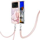 For Xiaomi Poco M4 Pro 4G Electroplating Marble Dual-side IMD Phone Case with Lanyard(Rose Gold 005) - 1