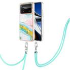 For Xiaomi Poco X4 Pro 5G Electroplating Marble Dual-side IMD Phone Case with Lanyard(Green 004) - 1