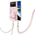 For Xiaomi Poco X4 Pro 5G Electroplating Marble Dual-side IMD Phone Case with Lanyard(Rose Gold 005) - 1