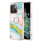 For OnePlus 10T 5G / Ace Pro Electroplating Marble IMD Phone Case with Ring Holder(Green 004) - 1