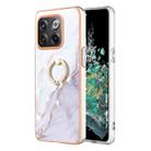 For OnePlus 10T 5G / Ace Pro Electroplating Marble IMD Phone Case with Ring Holder(White 006) - 1