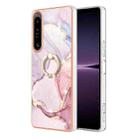 For Sony Xperia 1 IV Electroplating Marble IMD Phone Case with Ring Holder(Rose Gold 005) - 1