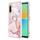 For Sony Xperia 10 IV Electroplating Marble IMD Phone Case with Ring Holder(Rose Gold 005) - 1