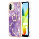 For Xiaomi Redmi A1 Electroplating Marble IMD Phone Case with Ring Holder(Purple 002) - 1