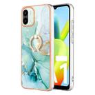 For Xiaomi Redmi A1 Electroplating Marble IMD Phone Case with Ring Holder(Green 003) - 1