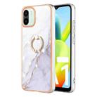 For Xiaomi Redmi A1 Electroplating Marble IMD Phone Case with Ring Holder(White 006) - 1