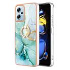 For Xiaomi Redmi Note 11T Pro / Note 11T Pro+ Electroplating Marble IMD Phone Case with Ring Holder(Green 003) - 1