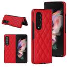 For Samsung Galaxy Z Fold3 Rhombic Microfiber Folding Phone Case(Red) - 1