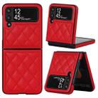 For Samsung Galaxy Z Flip4 Rhombic Microfiber Folding Phone Case(Red) - 1