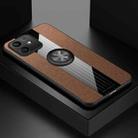 For Honor Play6T Pro XINLI Stitching Cloth Textue TPU Phone Case with Ring Holder(Brown) - 1