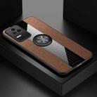 For Xiaomi Redmi K50 XINLI Stitching Cloth Textue TPU Phone Case with Ring Holder(Brown) - 1