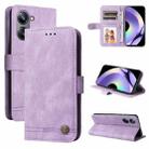 For Realme 10 4G Global Skin Feel Life Tree Metal Button Leather Phone Case(Purple) - 1