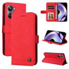 For Realme 10 Pro 5G Skin Feel Life Tree Metal Button Leather Phone Case(Red) - 1