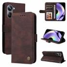 For Realme 10 Pro 5G Skin Feel Life Tree Metal Button Leather Phone Case(Brown) - 1
