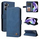 For Realme 10 Pro 5G Skin Feel Life Tree Metal Button Leather Phone Case(Blue) - 1