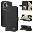 For Realme 10 Pro+ 5G Skin Feel Life Tree Metal Button Leather Phone Case(Black) - 1