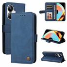 For Realme 10 Pro+ 5G Skin Feel Life Tree Metal Button Leather Phone Case(Blue) - 1