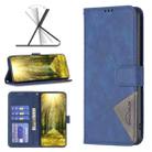 For Motorola Moto G Play 2023 Magnetic Buckle Rhombus Texture Leather Phone Case(Blue) - 1