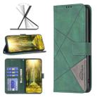 For Motorola Moto G Play 2023 Magnetic Buckle Rhombus Texture Leather Phone Case(Green) - 1