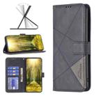 For Motorola Moto G Play 2023 Magnetic Buckle Rhombus Texture Leather Phone Case(Black) - 1