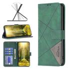 For Motorola Moto G72 Magnetic Buckle Rhombus Texture Leather Phone Case(Green) - 1