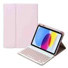 For iPad 10th Gen 10.9 2022 SA-10DS Backlight Bluetooth Keyboard Leather Tablet Case with Pen Slot(Pink) - 1