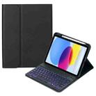 For iPad 10th Gen 10.9 2022 SA-10DS Backlight Bluetooth Keyboard Leather Tablet Case with Pen Slot(Black) - 1