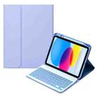 For iPad 10th Gen 10.9 2022 SA-10DS Backlight Bluetooth Keyboard Leather Tablet Case with Pen Slot(Light Purple) - 1