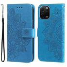 For Huawei nova Y61 7-petal Flowers Embossing Leather Phone Case(Blue) - 1