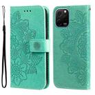 For Huawei nova Y61 7-petal Flowers Embossing Leather Phone Case(Green) - 1