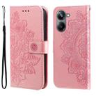 For Realme 10 4G Global 7-petal Flowers Embossing Leather Phone Case(Rose Gold) - 1