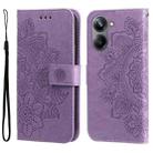 For Realme 10 Pro 5G 7-petal Flowers Embossing Leather Phone Case(Light Purple) - 1