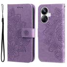 For Realme 10 Pro+ 5G 7-petal Flowers Embossing Leather Phone Case(Light Purple) - 1